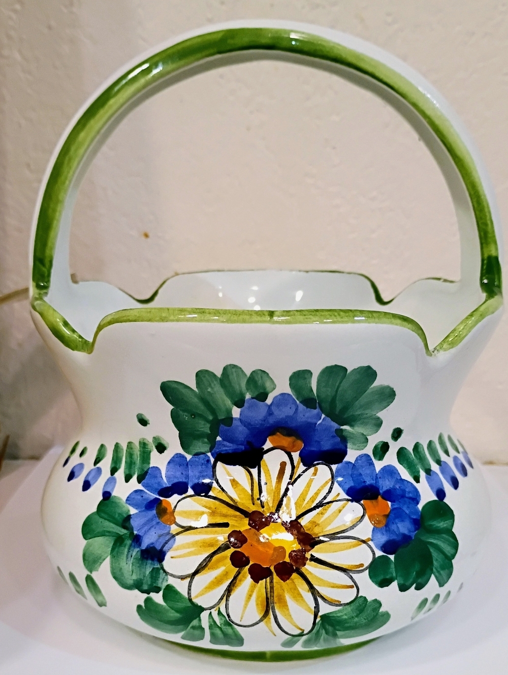 Hand Painted Italian Ceramic Basket Planter